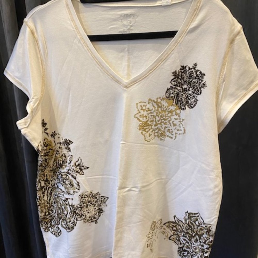 Chicos Zenergy Womens Top Beige Brown Gold Size 3=XL/16